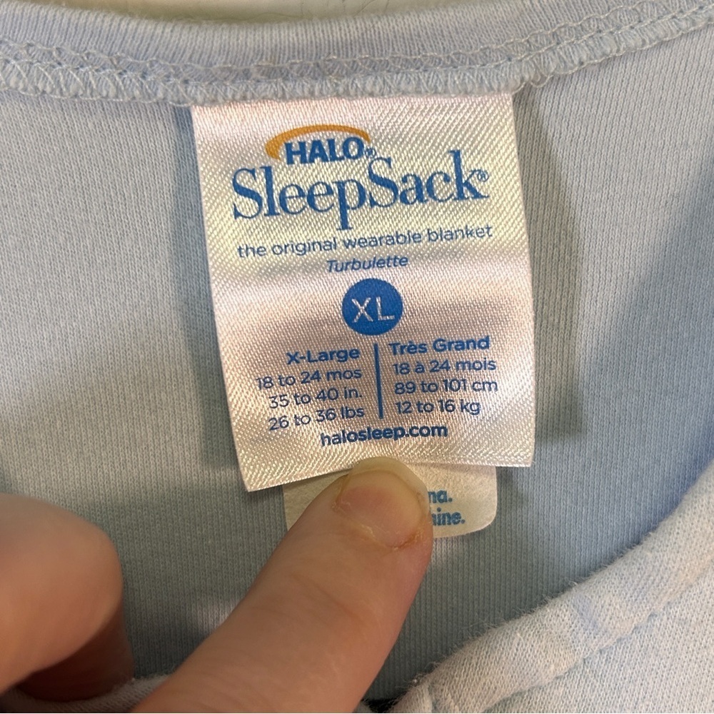 Sleep Sack Xl Sleeveless Size 18-24 Months light blue zippered *READ - Picture 6 of 7